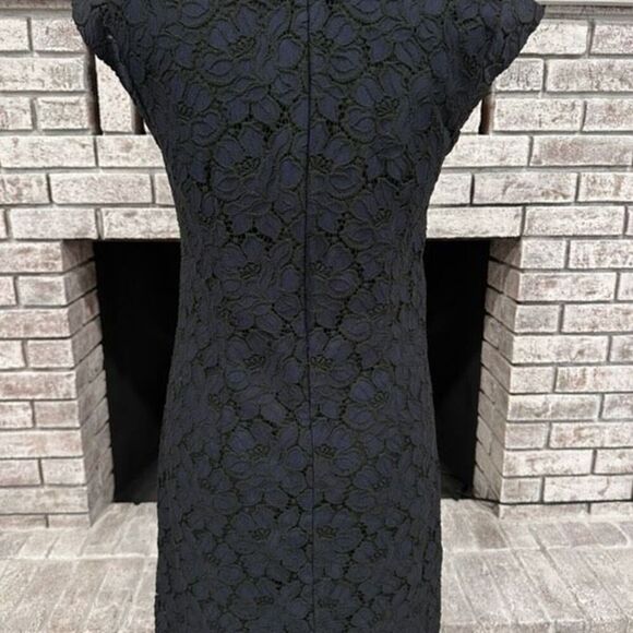 J.‎ Crew Navy & Black Lace V Neck Sheath Dress Size 4 Career Event Dress Up - Picture 12 of 15